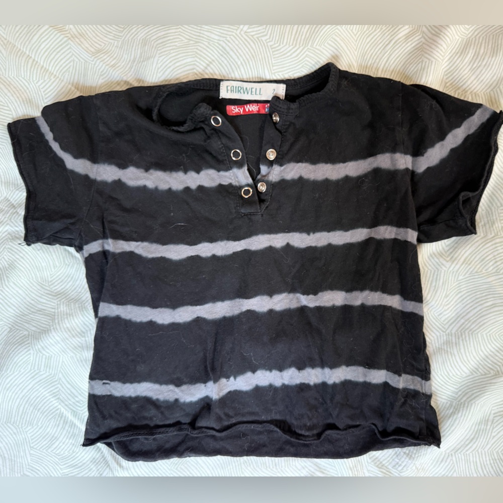 Black and Gray Striped Fairwell Henley Shirt